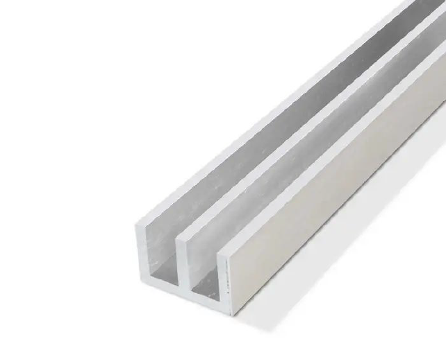 Aluminum  ( W ) Double Glass Channel - 6mm, 8mm, 10mm, 12mm